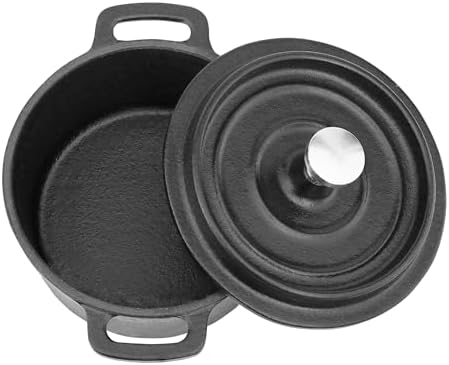 Flavehc Mini Cocotte 16 oz Pre-Seasoned Mini Dutch Oven 0.5 qt. Cast Iron Garlic Roaster for Oven Garlic Confit Pot Ramekins with Lids Oven Safe Set of 2 - Image 4