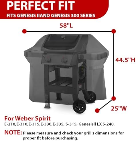 58 Inch Grill Cover for Weber 7130 Genesis II 3 Burner, LX 300 Series Grills, Genesis 300, Waterproof, Windproof, UV and Fade Resistant Cover(58L x 25D x 44.5H) - Image 2