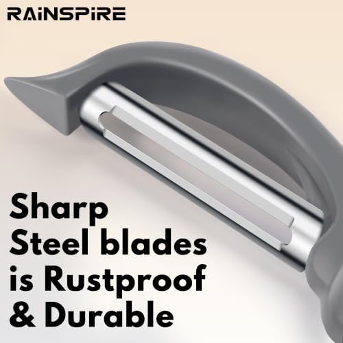Rainspire Vegetable Peeler Potato Peelers for Kitchen, Sharp Stainless Steel Blades Veggie, Comfortable Handle Fruit Peeler, Carrot Peeler Apple Peeler Dishwasher Safe, Grey, 2-Pack - Image 3