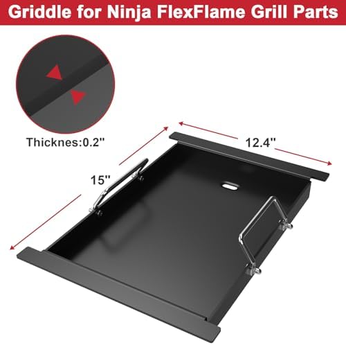 Griddle Plate for Ninja FlexFlame PG300 Grills, Nonstick Half Griddle Insert for Ninja FlexFlame XSKHLFGRIDLE Grill Replacement Accessories - Image 2