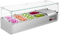 ROVSUN 48" Refrigerated Condiment Prep Station ETL NSF, 25.1QT Sandwich Prep Table Salad Bar Prep Rail w/Auto Defrost Temp Control Glass Shield 3 1/3 Pan & 2 1/4 Pan for Restaurant Food Truck by ROVSUN