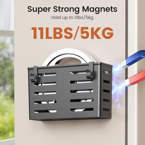 Magnetic Kitchen Organizer Set, Storage Basket & Paper Towel Holder - Image 7