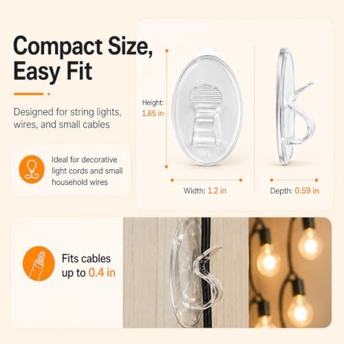 Christmas Outdoor String Lights Hooks - 60Pcs Clips 3X Stronger Adhesion - Image 7