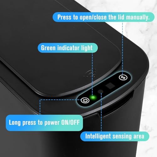 Cesun Automatic Small Bathroom Trash Can with Lid, 2.6 Gallon, Black - Image 6