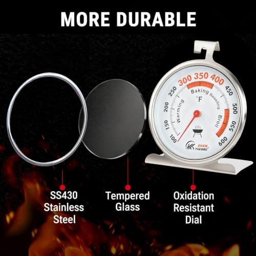 Oven Thermometer 3-Inch Large Dial, 100-600°F, Hook & Stand - Image 5
