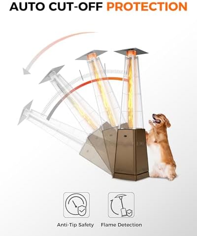 Pyramid Patio Heater, 50,000 BTU Outdoor Patio Heater, Propane Heater With Quartz Glass Tube & Wheels for Outdoor Use, Backyard, Commercial & Residential, Triple Protection System, Brown - Image 5