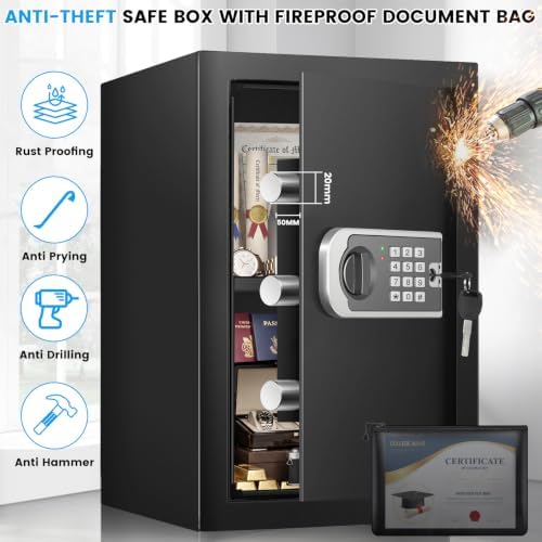 [16.54" Tall] Safe Box, 2.8 Cuft Home Safes With Fireproof Bag - Image 2