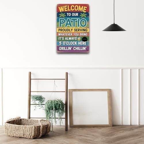 BEASTZHENG Welcome Patio Tiki Bar Metal Tin Signs For Home Porch Bar Wall Decor Beach Bar Decorations For Backyard Hot Tub Poster Tin Sign 8x12 Inch - Image 5