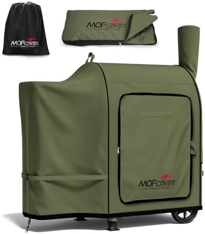 Foldable Grill Cover for Traeger Pro 22/575 Series, Waterproof 600D Heavy Duty Wood Pellet Smoker Cover, Fade＆Tear Resistant Pellet Grill Cover for Pro 20 Lil’ Tex Elite 22,Green by Unknown