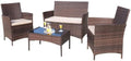 Homall 4 Pieces Outdoor Patio Furniture Set, Rattan Chairs, Brown & Beige by Homall