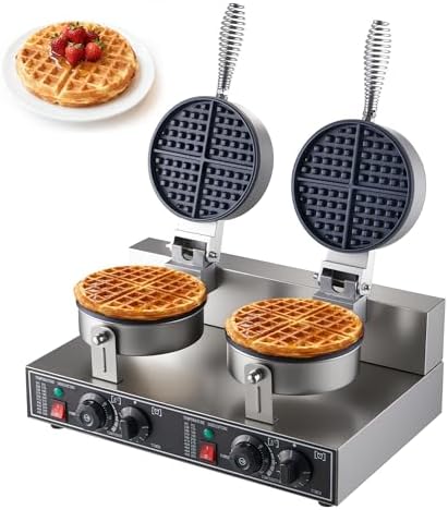 Commercial Waffle Maker, 2400W Waffle Iron, Professional Waffle Baker Machine with Temp and Time Control, Non-Stick Baking Pan Stainless Steel for Restaurant Bakeries Kitchen Home by YODHOSA