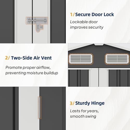 UDPATIO 10X10 FT Outdoor Storage Shed, Metal Shed for Patio&Garden,Grey - Image 4