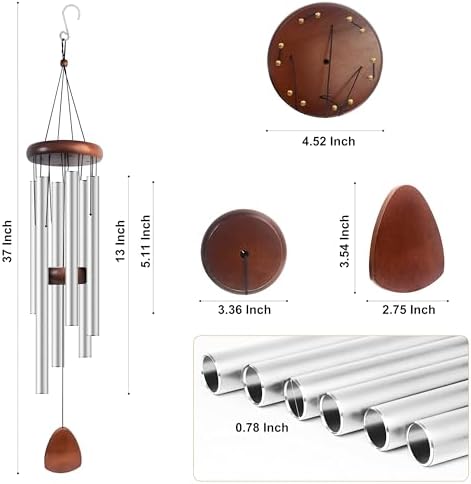 Bursvik 37" Aluminum Wind Chimes for Outside (2 Pack Silver) - Image 3