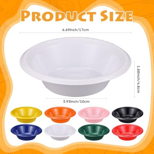100 Pack 16oz White Disposable Plastic Bowls Dessert, Ice Cream, Salad, Soup Serving Cups for Party, Picnic, Food Snacks (White) - Image 2
