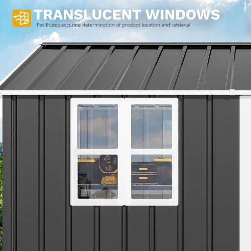 DWVO 10x8ft Outdoor Storage Shed with Window & 3 Lockable Doors - Image 5