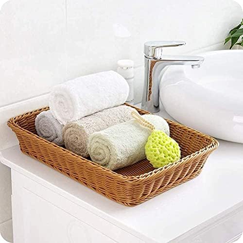 Yarlung 3 Pack Imitation Rattan Woven Bread Baskets, 11.8 x 7.8 Inch Plastic Wicker Fruit Baskets for Food Serving, Vegetables, Kitchen, Restaurant, Outdoor, Brown - Image 7