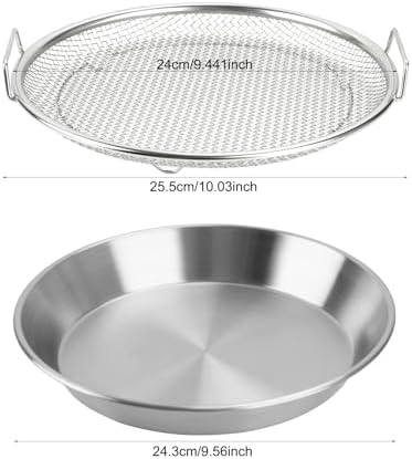Oil Filter Tray, Stainless Steel Mesh Drain Basket Colanders Air Fryer Accessories for Fried Food Draining Rack Barbecue Grill Tray Net Draining Pan Strainer for Vegetable Dessert (9.5 Inch) - Image 3