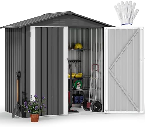 DWVO 6x4ft Outdoor Storage Shed with Secure Entrances & Vents by DWVO
