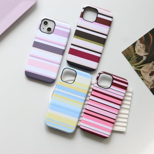 for iPhone 15 Plus Case, Magnetic Matte Frosted Dual-Layer Striped Phone Case for Women, Retro Aesthetic Cover Compatible with MagSafe Accessories - Rose Cocoa - Image 5