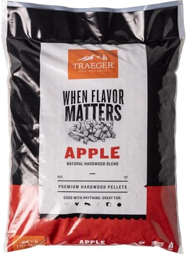 Traeger Grills Apple 100% All-Natural Wood Pellets for Smokers and Pellet Grills, BBQ, Bake, Roast, 18 lb. Bag by Unknown