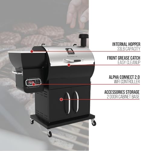 GRILLA Silverbac 2.0 Wood Pellet Grill with Wifi Controller, 692 sq in. Cooking Space, 33LB Hopper, Stainless Steel, For Grilling, Smoking, and Outdoor Cooking - Image 7