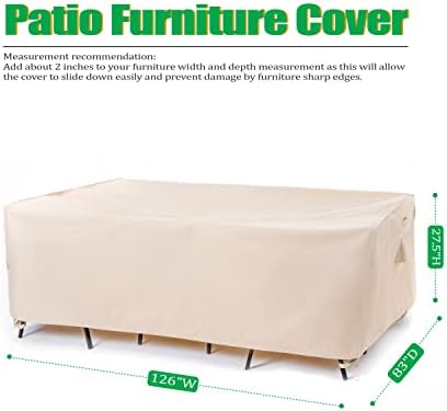 F&J Outdoors Patio Furniture Covers, Beige, 126"W x 83"D x 27.5"H - Image 2
