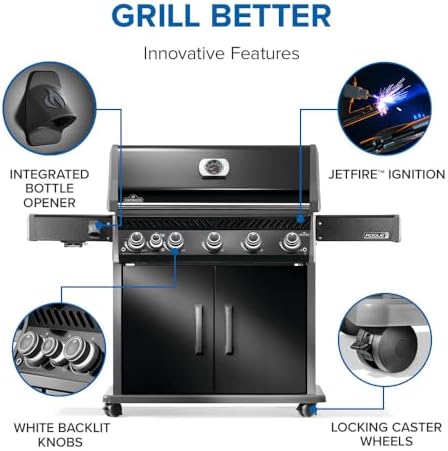 Napoleon Rogue PRO 625 5-Burner Natural Gas Grill with Infrared Side Burner - Image 5