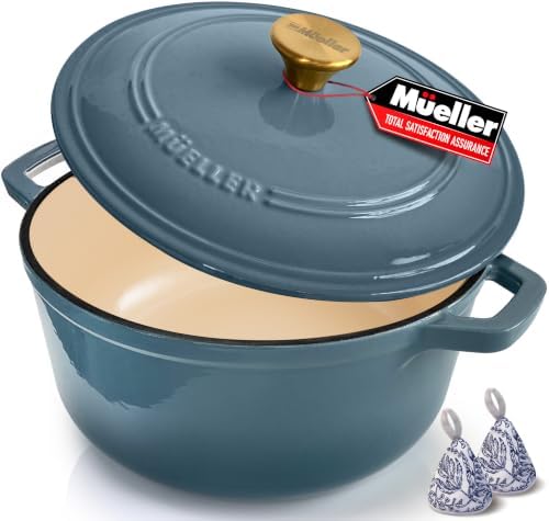 MUELLER HOME 6 Quart Enameled Cast Iron Pot Dutch Oven, Heavy-Duty by MUELLERHOME