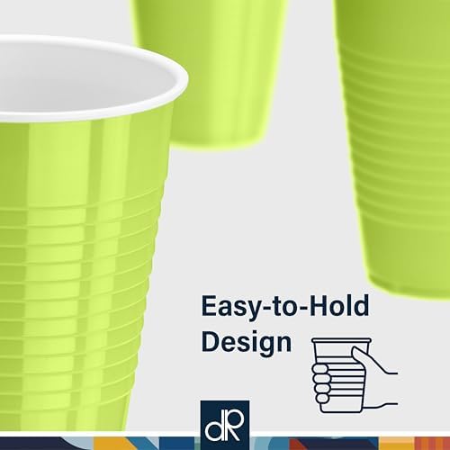 DecorRack Lime Green Plastic Cups, 12 oz Disposable Cups, Reusable Party Supplies (40 Count) - Image 4
