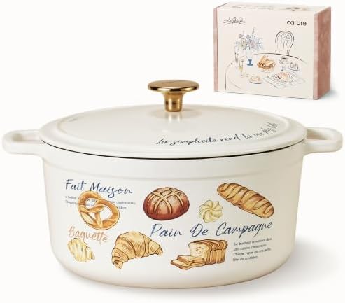 CAROTE Enameled Cast Iron Dutch Oven, 5QT Pot with Lid & Gift Box by CAROTE