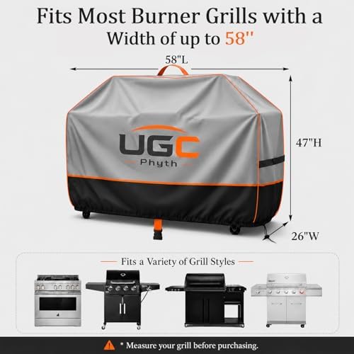 58 Inch Grill Cover, Heavy Duty Waterproof Gas Grill Cover, 420D Outdoor BBQ Grill Cover with Straps & Drawstring, Fits Weber Genesis, Char-Broil, Nexgrill, Monument 3-5 Burner Grills. - Image 2