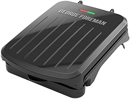 George Foreman Compact 2-Serving Electric Indoor Grill and Panini Press for 1–2 People, Classic Plates, Black by GeorgeForeman