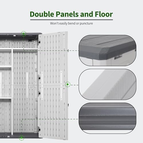 Macrout 50 Cu Ft Outdoor Storage Cabinet with Shelves, Waterproof ST5782 (Light Gray, Medium) - Image 4