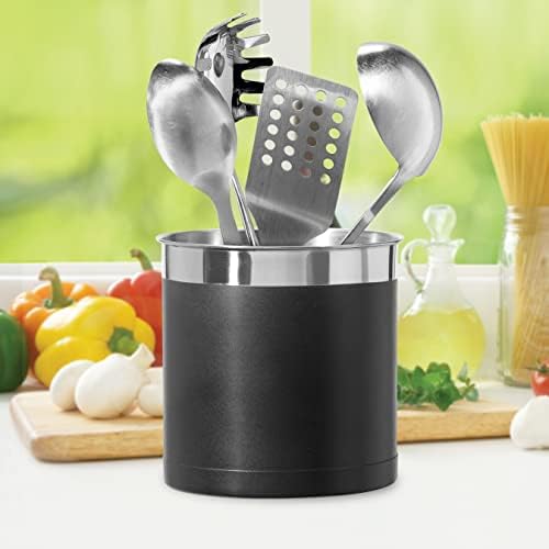 Oggi Steel Holder Utensil Crock, Jumbo, Black - 7'' (7211.3) - Image 4