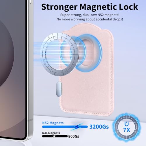 Magnetic Wallet for Samsung Galaxy S26 S25 S24 Series, Fold 8 Ultra with Magsafe Case, for iPhone 18-12 Series, RFID Blocking Leather Magnetic Card Holder | Holds 3 Cards | Light Pink - Image 2