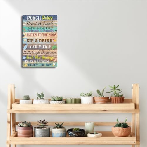 BEASTZHENG Porch Rules Sign Outdoor Metal Tin Sign Plaque Porch Signs Wall Art Porch Rule Wall Decor Relax Rustic Vintage Tin Iron Hanging Wall Gift for Farmhouse Patio Garden Door Decoration - Image 6