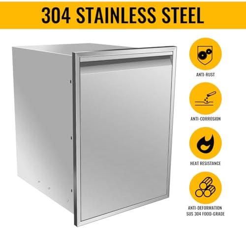 Outdoor Kitchen Drawers, Triple BBQ Drawers Stainless Steel Built-in Drawer For Outdoor Kitchen Island, Patio Grill Station,Trash Drawer - Image 4