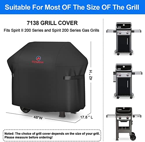 BBQ Gas Grill Cover, 48 Inch for Weber Spirit 2, Waterproof Weather Resistant, UV & Fade Resistant, PU Coating for Weber Spirit II 200 Series, Spirit 200, Spirit II E210 Gas Grill - Image 3