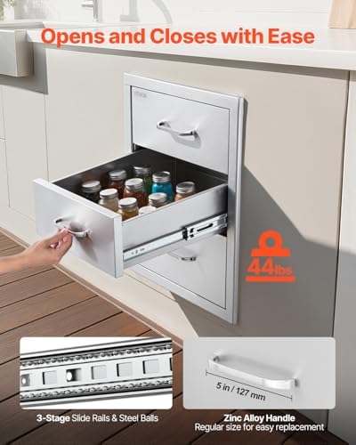VEVOR Outdoor Kitchen Drawers 18.1"W x 23.2"H x 23.2"D Stainless Steel - Image 6