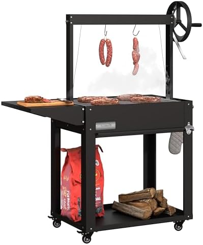KoolMore 50 in. Charcoal BBQ Grill, Argentine Style Outdoor Grill with Adjustable Grate, Heavy Duty Barbecue Grill, Black - Image 6