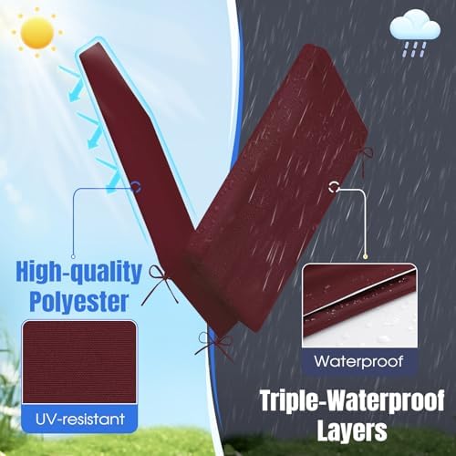 Basic Beyond Chaise Lounge Cushions Outdoor, 3-Layer Waterproof Outdoor Furniture Cushions with Removable Cover and 4 Ties, 72"x21"x3" Patio Lounge Chair Cushions for Outdoor Furniture, Burgundy - Image 2