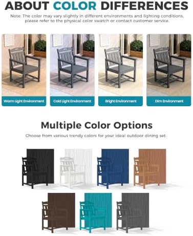 Ciokea HDPE Outdoor Dining Set of 6, Patio Table and Chairs Sets, Grey - Image 6
