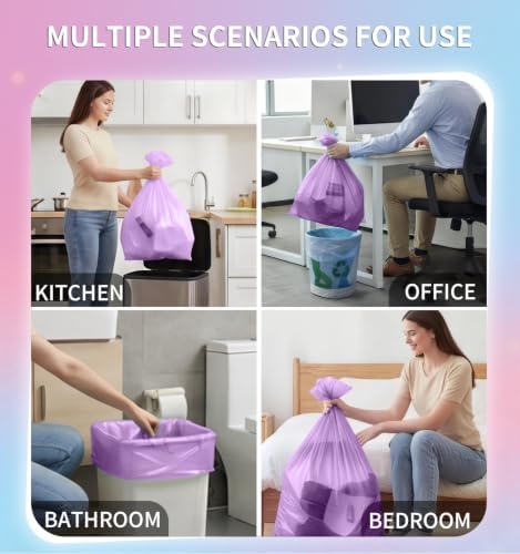 Small Trash Bags 4 Gallon, 0.86 Mil, Unscented, Purple, 150 Count - Image 5