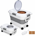 25-lb Wood Pellet Storage Container & Charcoal Storage Bucket with Wheels - Airtight, Collapsible Pellet Bucket with Viewing Window and Scoop for Grilling, Smoking, BBQ by Unknown