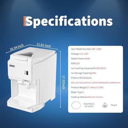 Commercial Shaved Crusher Ice Machine, 300LB/H, Ice Texture Control, White - Image 7
