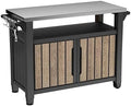 Keter Unity XL Outdoor Entertainment Cart with Wood‑Look Finish, 78‑Gallon Patio Storage Cabinet, Food Prep Station, Stainless‑Steel Top for BBQ, Grill, Patio, Deck & Backyard, Ashwood by Unknown