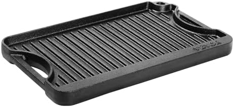 VEVOR Reversible Grill/Griddle, 14x8.5 inch Pre-Seasoned Cast Iron Griddle, Portable Rectangular Pan with Handle, Family Cookware for Indoor/Outdoor Stove Top Burner, Gas, Camping BBQ, Black - Image 4