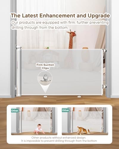 Extra Wide Retractable Baby Gate 71" Wide Fits Large Opening White - Image 3