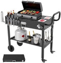 VEVOR Outdoor Grill Cart, 31.0 x 17.0 inch Tabletop Size Grilling Table, Foldable Outdoor Cooking Table with Tissue Holder, Wheels, Magnetic Tool Rack, BBQ Prep Tables for Picnic, Kitchen, Courtyard by VEVOR