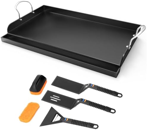 25 x 16 Inch Cast Iron Griddle for Gas Grill with Tool Kit by Uniflasy